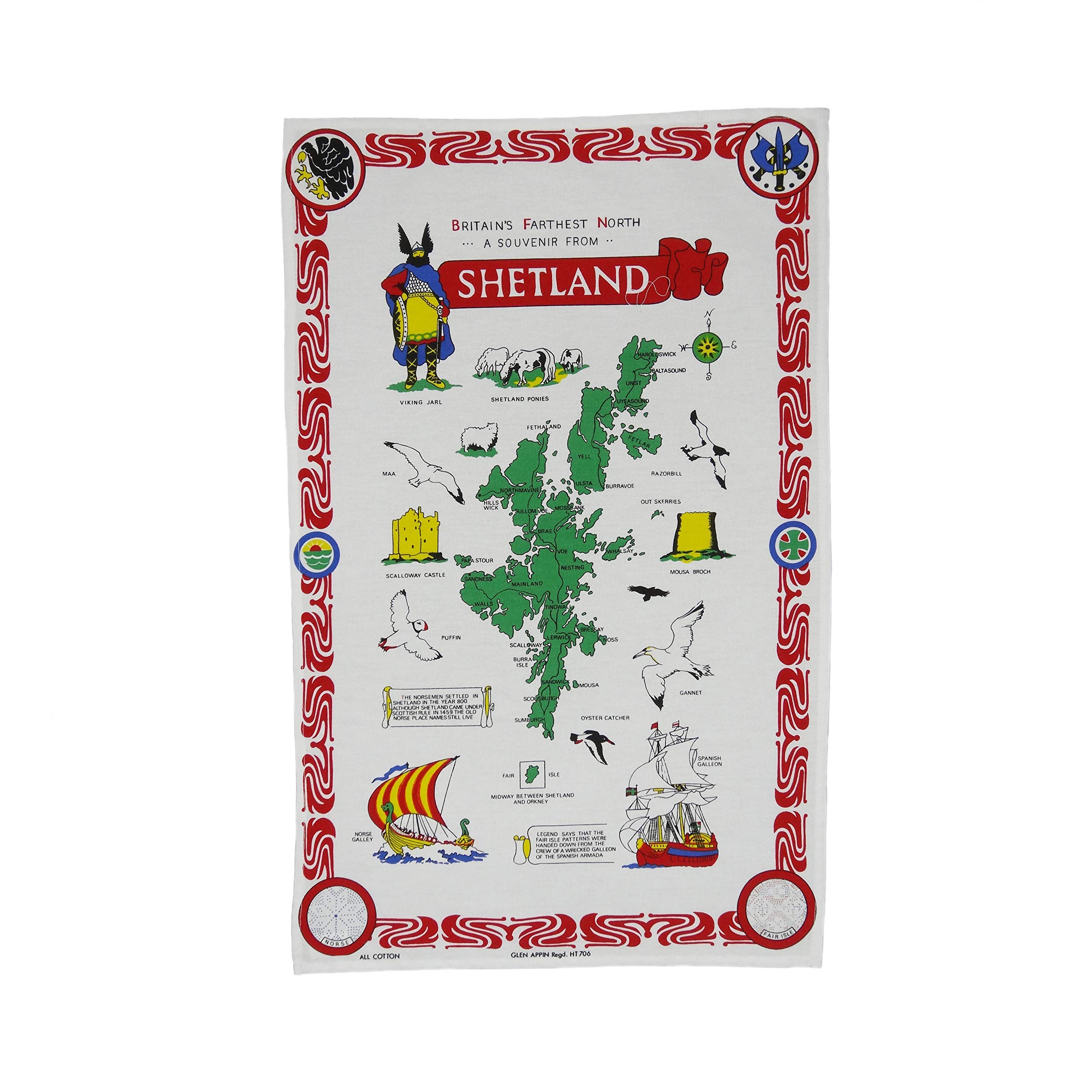 100% Cotton Scottish Shetland Map Tea Towel TT0706