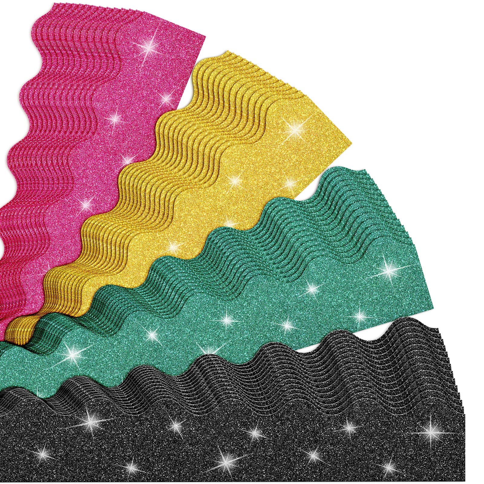Buy 120 Pcs 130 Feet Glitter Bulletin Board Border Scalloped Border