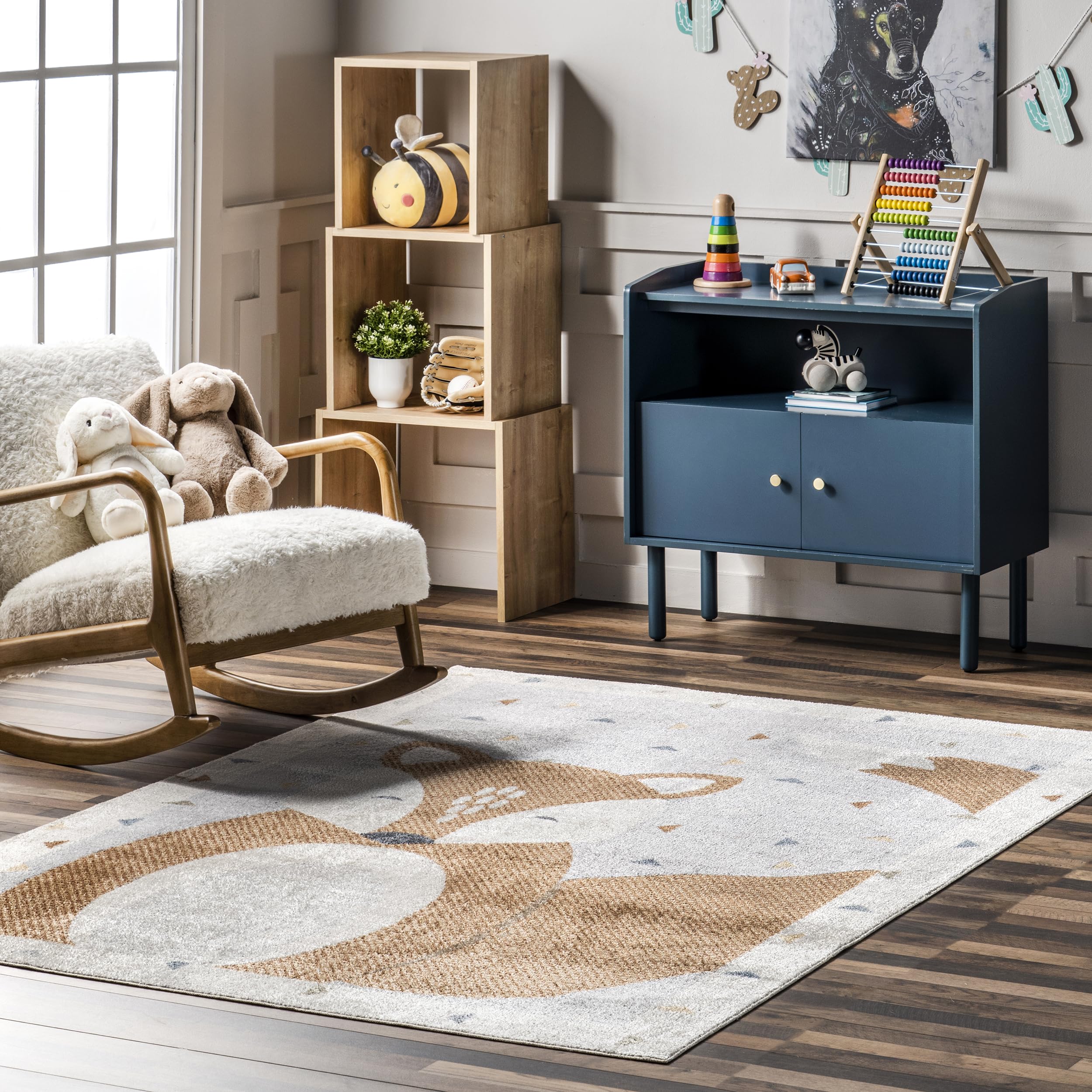 Tapis lavable nuLOOM Talia beige résistant aux taches pour simplifier l'entretien de la maison