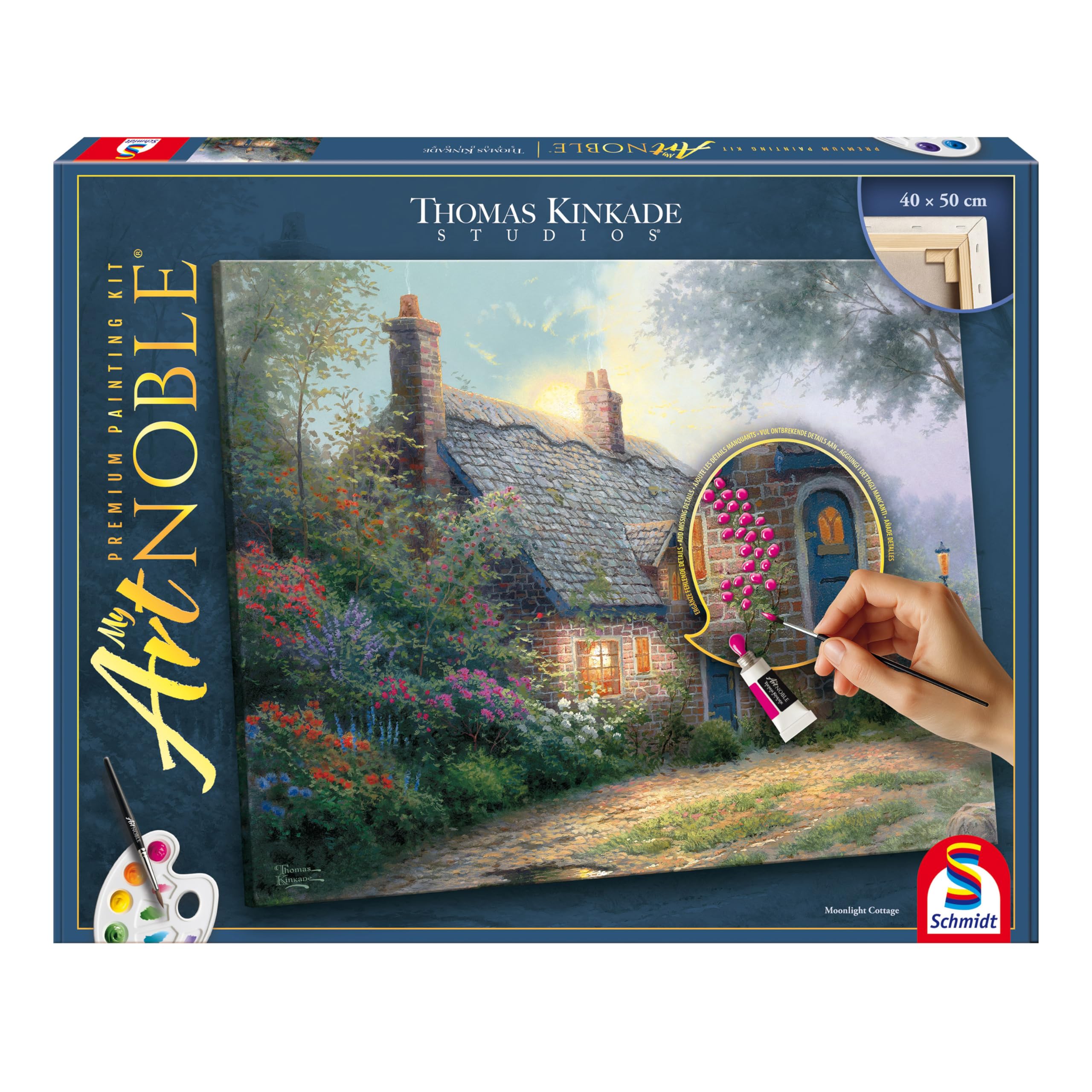 Schmidt Spiele 46168 My ArtNoble, Thomas Kinkade, Moonlight Cottage, Painting Kit, Arts and Crafts