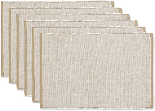 DII Juego de manteles individuales ecológicos de la colección acanalada fina, 13 x 19 pulgadas, color piedra
