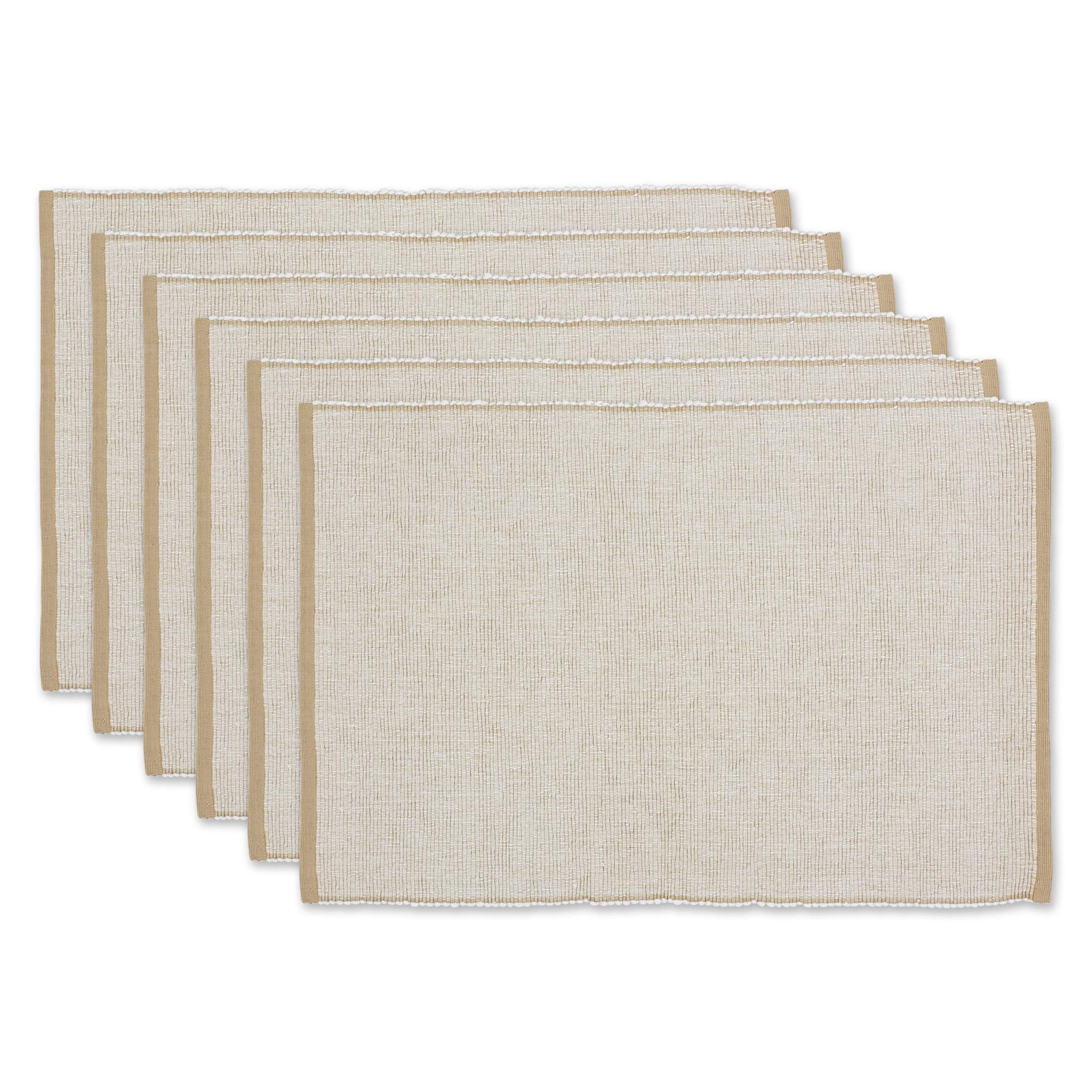 DII Eco-Friendly Fine Ribbed Collection Tabletop, Placemat Set, 13x19, Stone 6 Piece