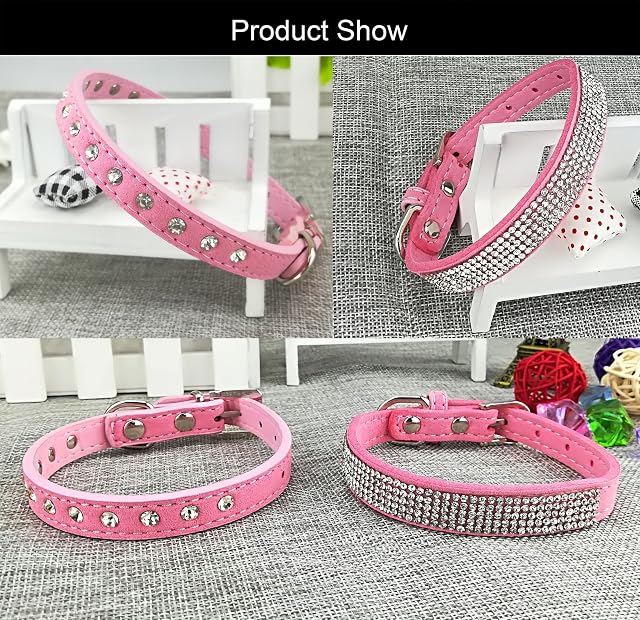 Foto 5 de 7 de Newtensina 2 Piezas Collar de Perro Elegante Conjunto Collar de Perro Suave de Gamuza Collar con Lindo Collar…