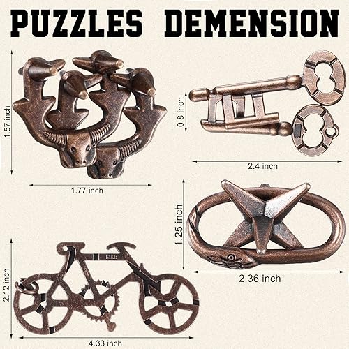 Miniatura 2 de Wettarn Rompecabezas de metal de acero 3D para adultos, juego de desbloqueo, educación de inteligencia intelectual, lógica, prueba de lógica