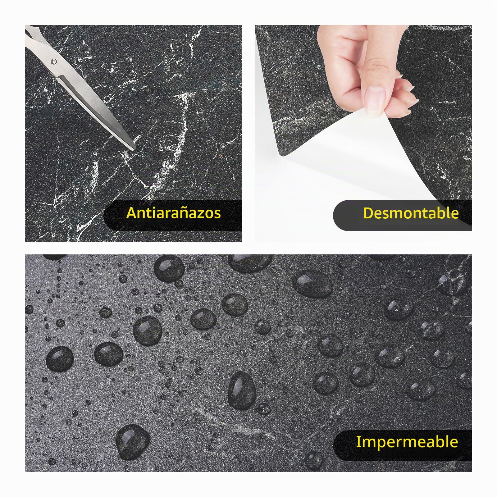 FunStick 15 Baldosas 30X60CM Azulejos Adhesivos Negro Cocina Baño Pared & Suelo Vinilo Autoadhesivo Baldosas Vinilicas Adhesivas Papel Adhesivo Para Piso Vinilico Adhesivo Suelo Linoleo Losetas PVC