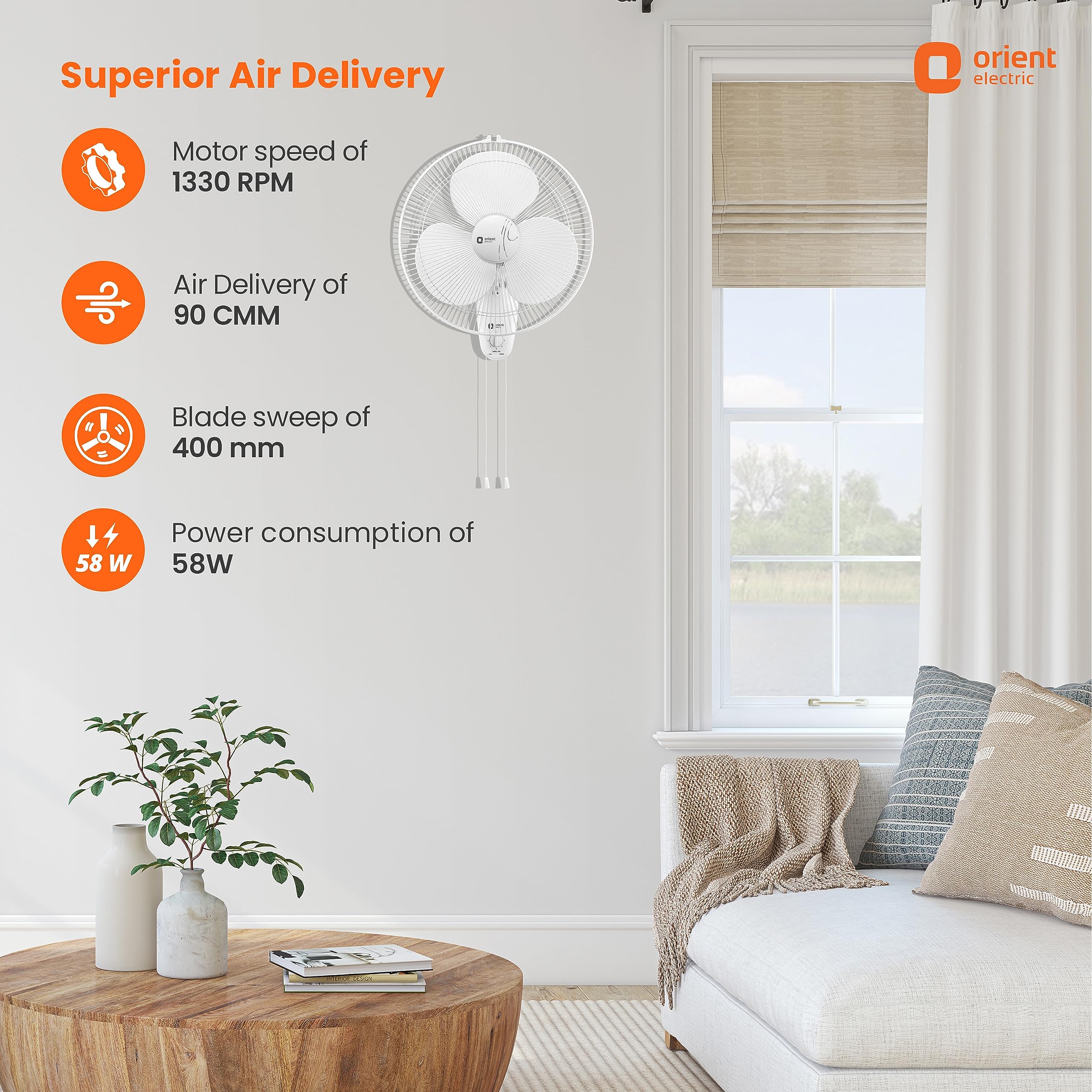 Orient Electric Wall Fan - Powerful Cooling -3