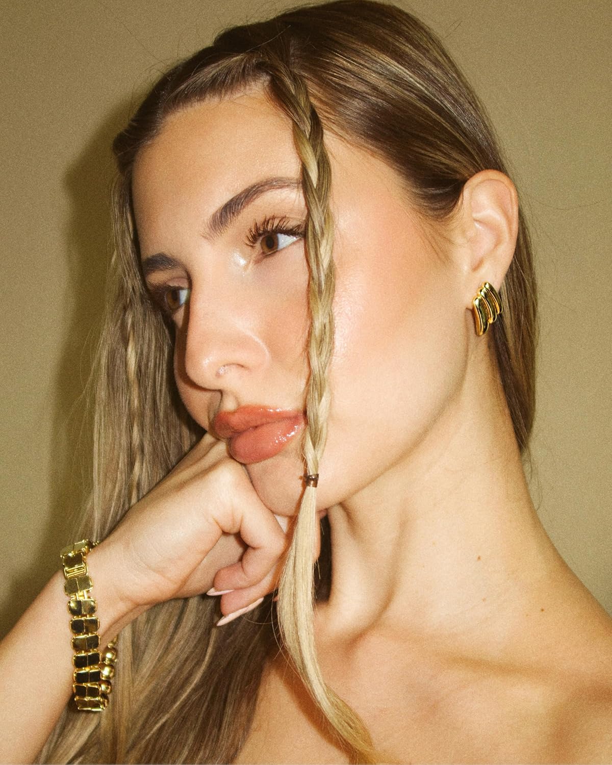 PAVOI 14K Gold Plated Chunky Vintage Earrings for Women - Trendy Textured Ribbed Knot Geometric Triangle Rope Button Seashell Wing Dangle Drop Stud Earrings Dupes - Image 5