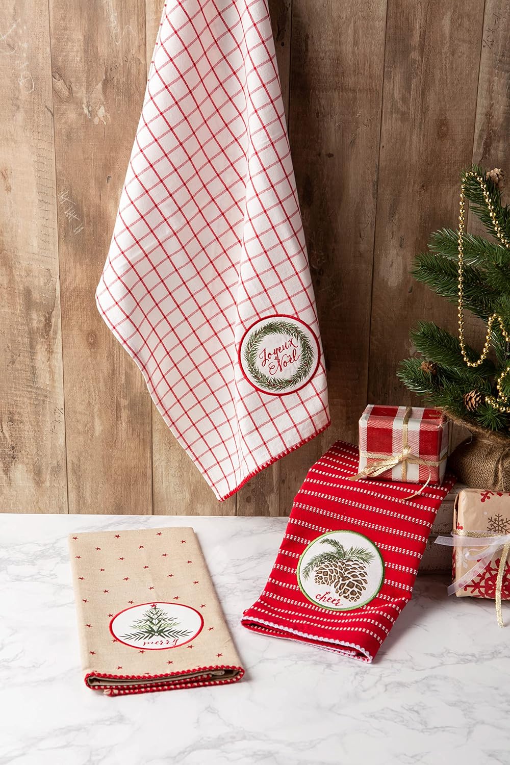 DII Holiday Kitchen Towels Embroidered Dish Towel Set, 18x28, Noel, 3 Piece - Image 4
