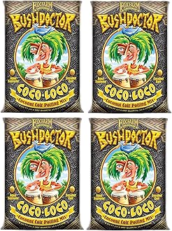 FoxFarm Bush Doctor Coco Loco Potting Mix, 2cu ft (Pack of 4) - Extends Your Watering Schedule, Triple-Washed to Reduce Salt Content - Perfect for Cultivating Healthy Plants