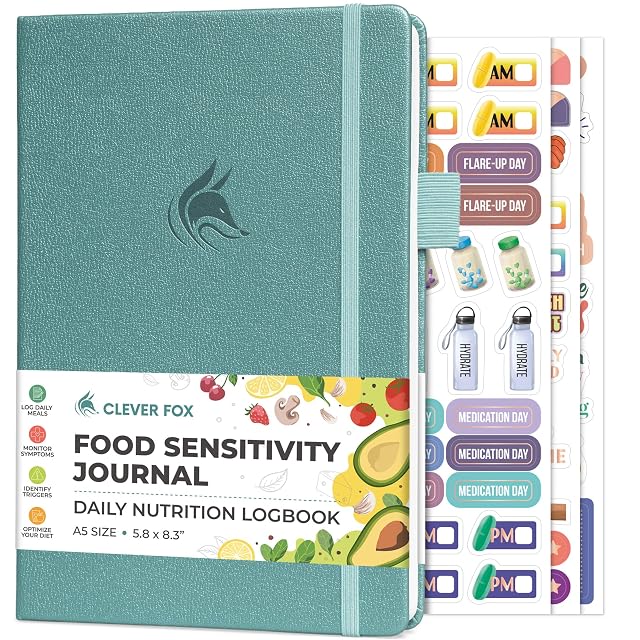 Clever Fox Clever Fox Food Sensitivity Journal & Symptom Diary, 5.8x8.3 Aquamarine