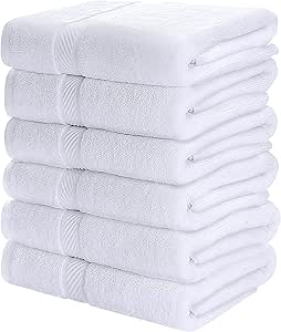 Serviettes De Toilette Utopia Towels - Lot De 6 - 100% Coton Filé à L'anneau - 600 G/m² - 40.6 X 71.1 Cm - Ultra Douces Et Absorbantes