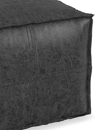 Miniatura 118 de SIMPLIHOME Brody - Puf cuadrado grande de 30 pulgadas de ancho, color gris envejecido, otomana de piel sintética vegana, reposapiés o asiento