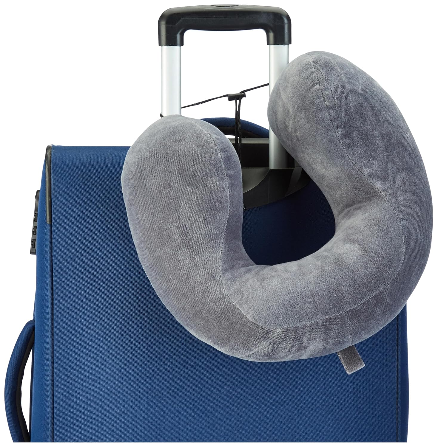 Diwali Sale Amazon Basics Premium Travel Neck Pillow + Sleeping Eye Mask Combo L Comfortable| Soft Velvet Fabric I Grey