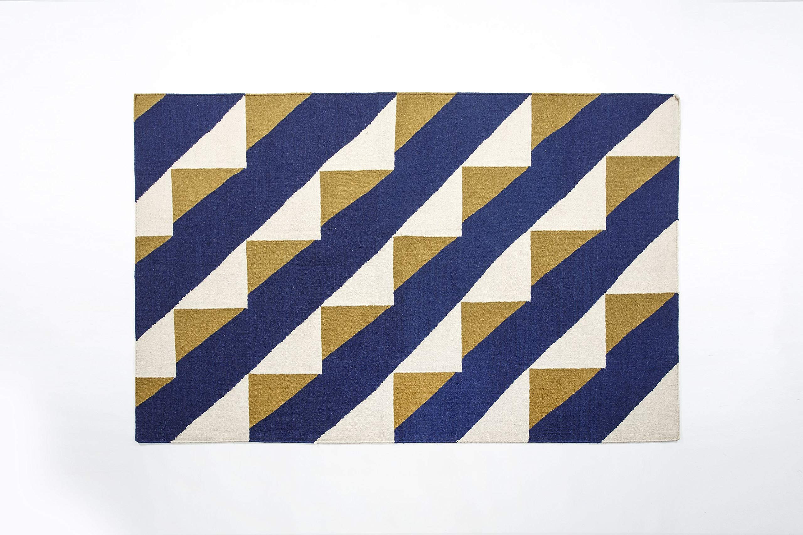 CONTRAST LIVING Mailos Wool Modern Rug/Runner/Floor Carpet/Mat - Anti Skid, Soft Area Rugs for Living Room, Dining Area, Playroom, Study Room, Home Decor (Multi, 150x210 Cm)