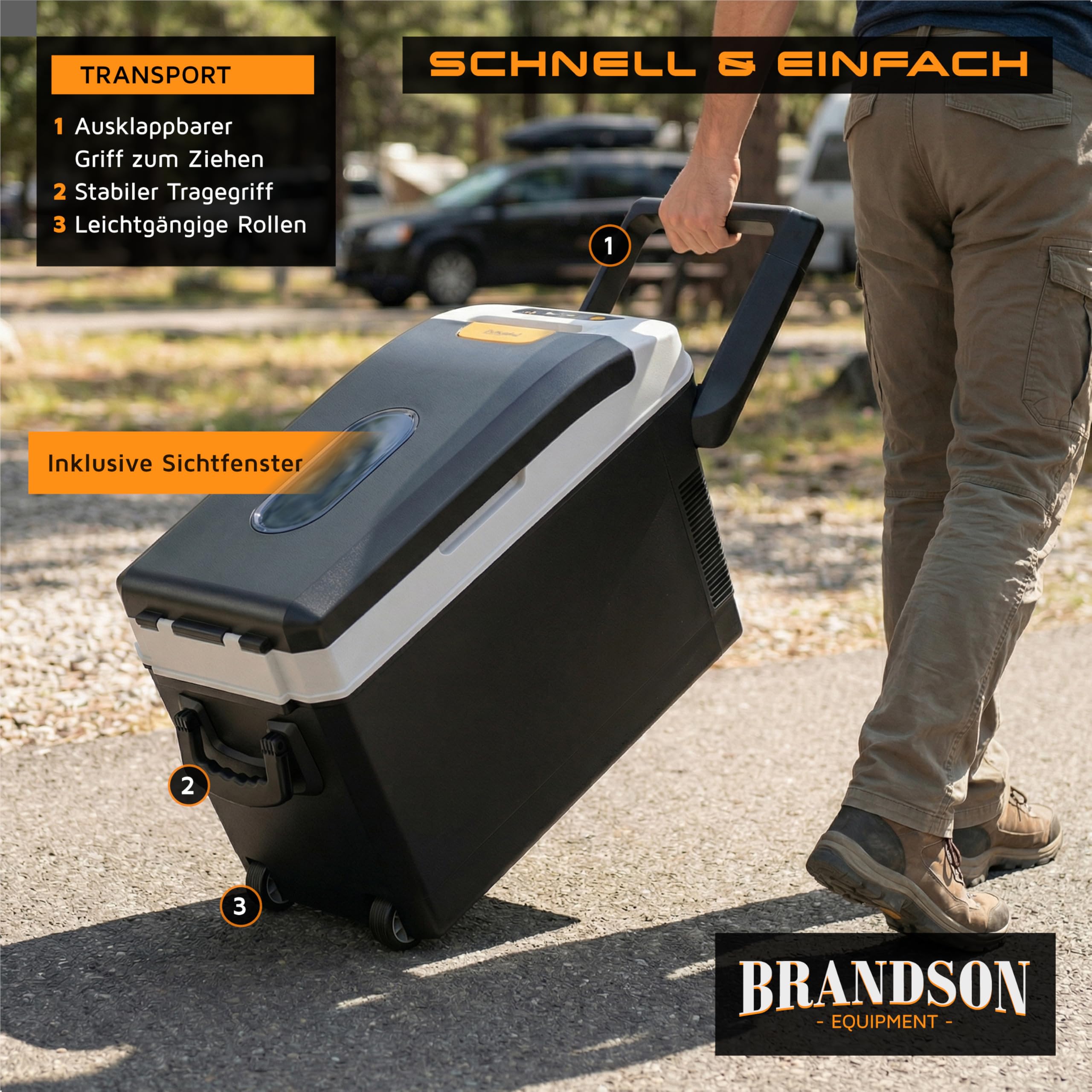 Brandson - Kühlbox 32 Liter elektrisch – Thermobox – 12v 230v – kühlt und wärmt – mit Kfz-Anschluss – extra leiser ECO Modus – für kalte und warme Speisen – für zu Auto Boot Camping Garten u.v.m.