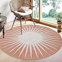 CDECOR Handmade Soft Woolen Round Carpets, Rugs for Living Room, Size 6x6 Feet Round Rug Color Soft Pink
