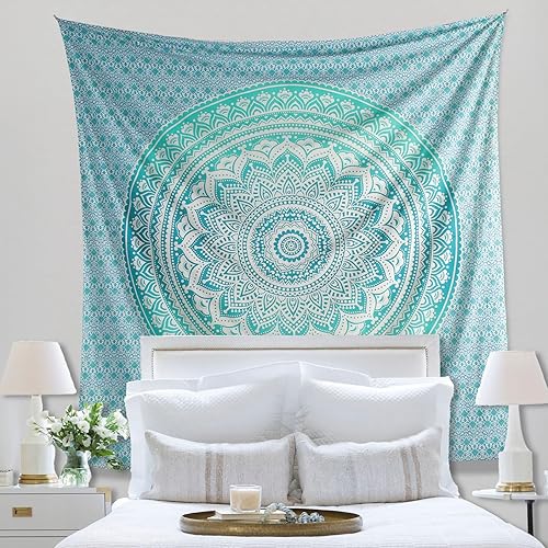 Miniatura 8 de The Art Box - Tapiz de mandala para colgar en la pared, psicodélico, hecho de algodón indio, se puede usar como colcha, manta para pícnic,