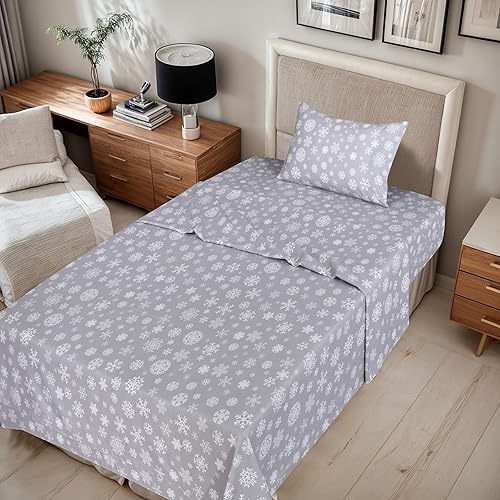 Vista 334 de RUVANTI Juego de sábanas de franela 100% algodón, tamaño matrimonial, 4 piezas, Alpine Serenity Serenidad alpina