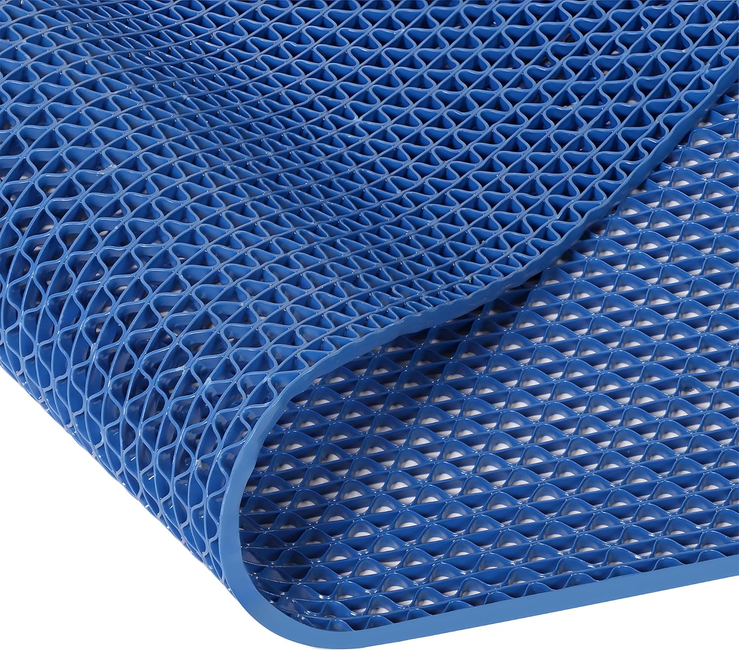 4x10 Ft Non Slip Drainage Floor Mats, PVC Pool Flooring Mat for Deck, Mesh Hollow Drainage Mat,Rubber Drainage Mat Roll for Bathroom Garage Basement Backyard Commercial Kitchen Wet Area (Blue)