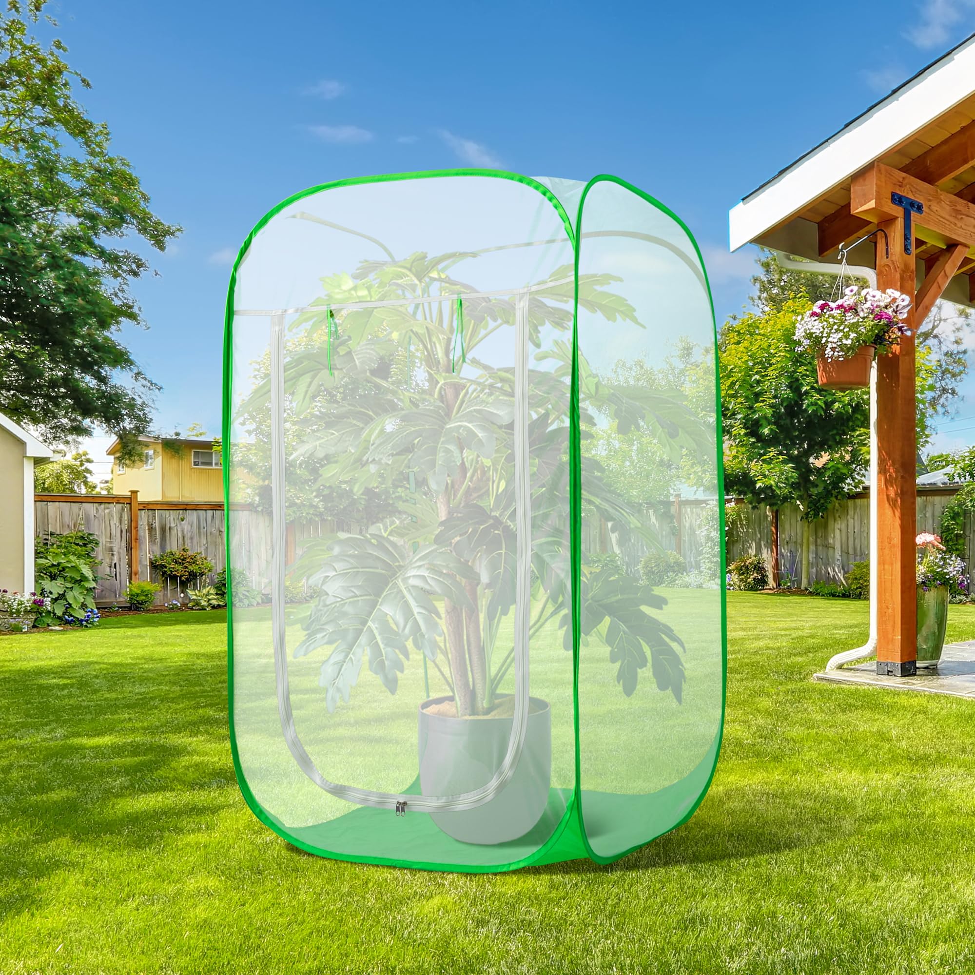 121,9 x 71,1 x 71,1 cm Pop-Up-Gartennetz, Pflanzenschutz, Pflanzenschutz, Gartennetz, Käfigschutz, Schutzzelt mit Aufbewahrungstasche zum Schutz von Pflanzen, Gemüse, Obst vor Vögeln, Insekten