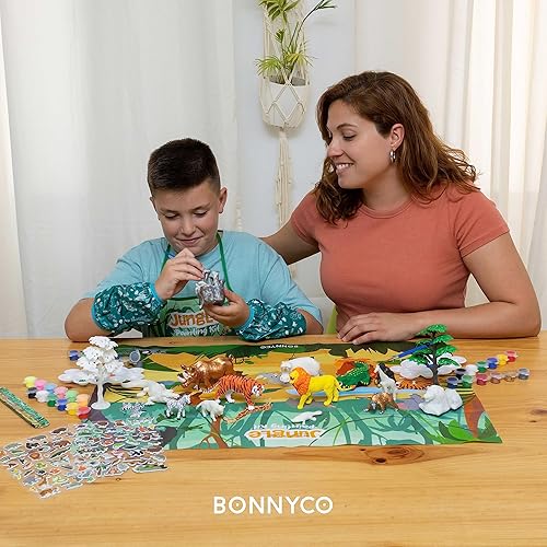 Miniatura 8 de BONNYCO Kit de pintura de juguetes de animales para niños con 16 figuras. Artesanías de animales para niños de 4 a 8 años con brillo en la