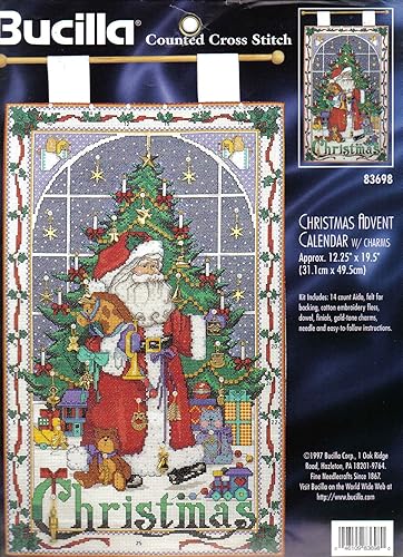 Calendario de Adviento de Navidad con dijes (punto de cruz con cuentas de ucilla, 83698)