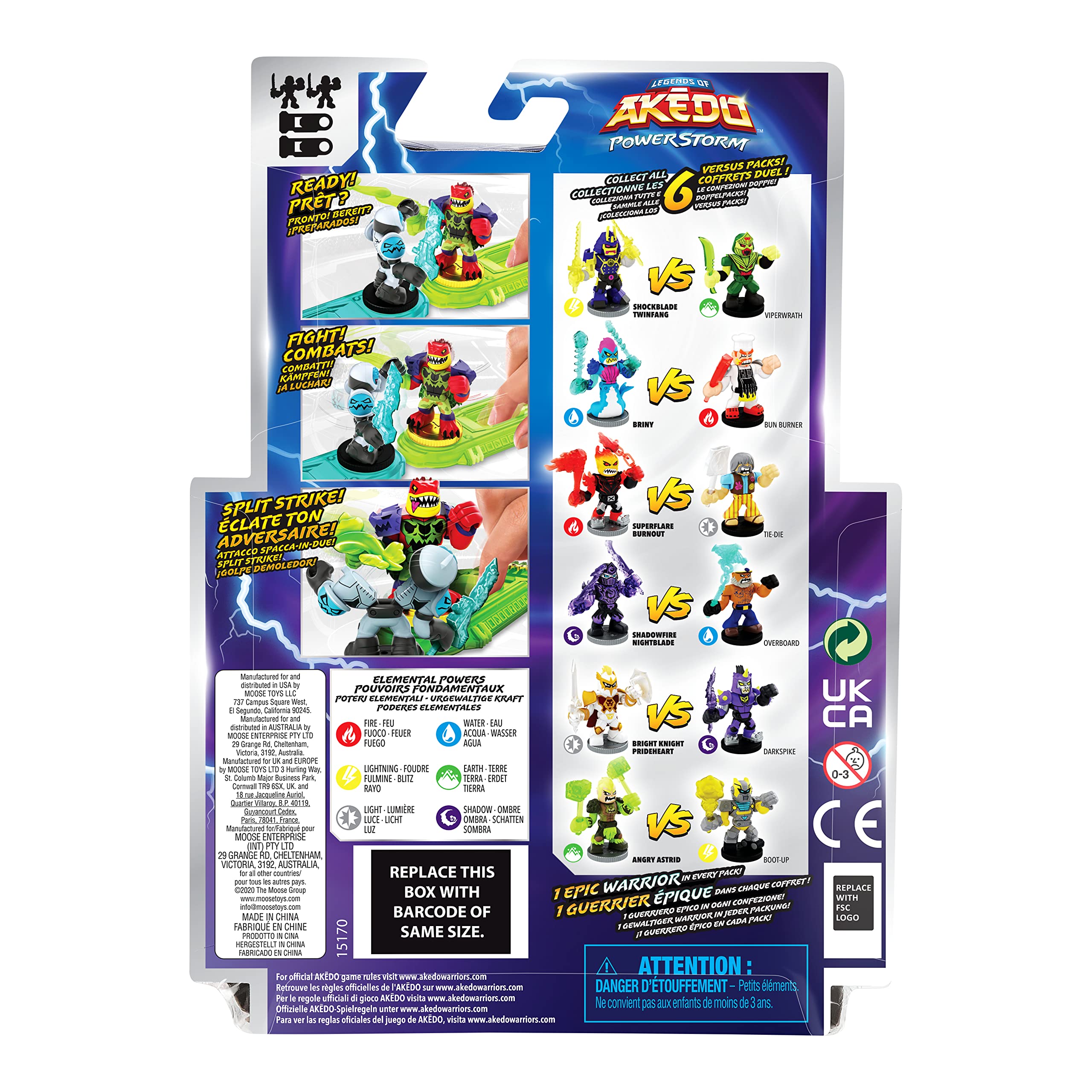 Akedo Legends of Powerstorm Versus Pack 2 Mini Battling Warriors e 2 Battle Controller Epic Shadowfire Nightblade Contro Overboard