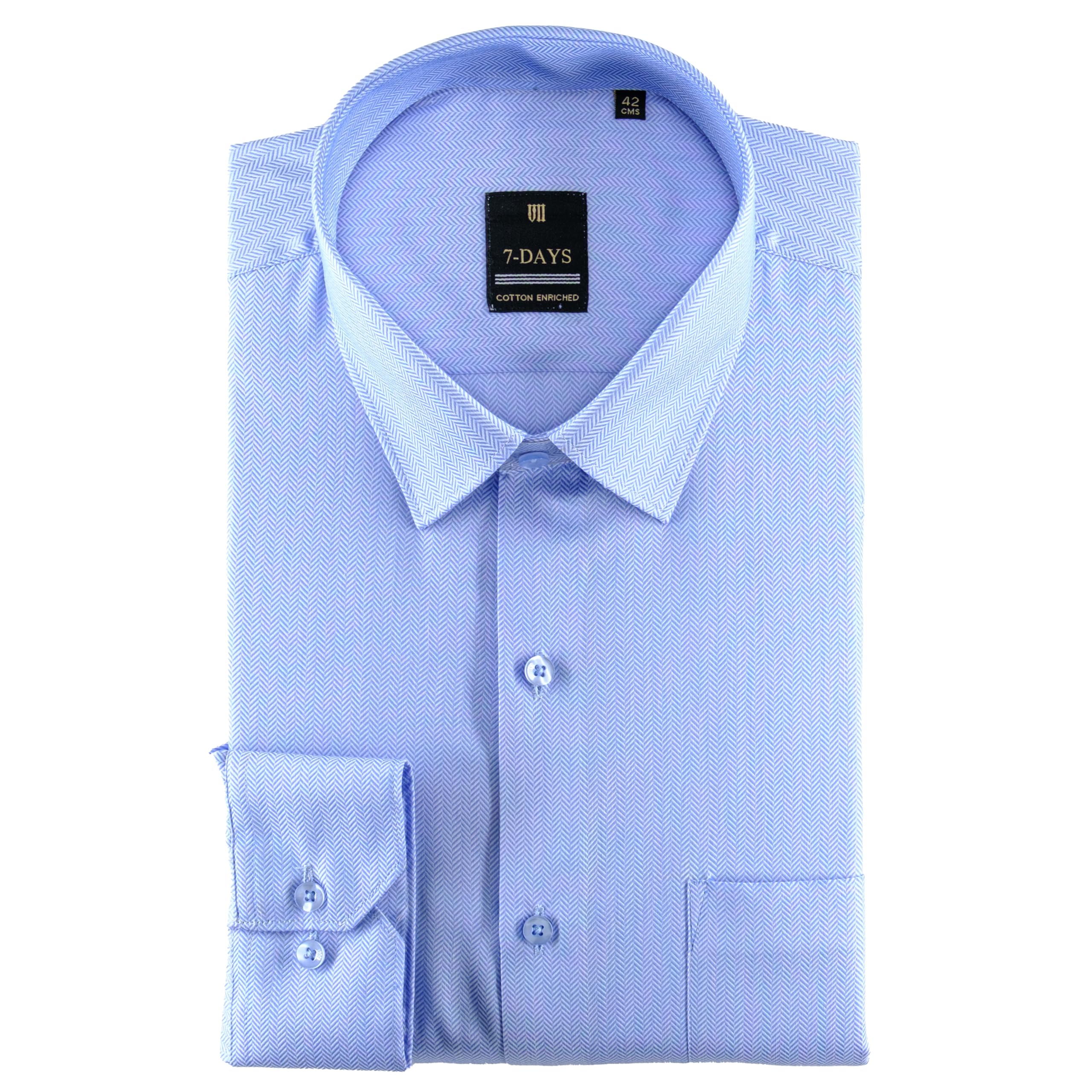 7-days Premium Men's Formal Shirts – Cotton Rich, Textured Self-Design, Full Sleeve, Regular Fit, Wrinkle Resistant, with Pocket - Perfect for Office-picture-56