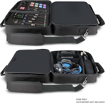 USA Gear Audio Mixer Case Fits RODECaster Pro II, Pro & Duo, GoXLR, more Podcast Equipment - Podcast DJ Travel Bag with Customizable Interior, Scratch-Resistant Interior, Shoulder Strap (Black)