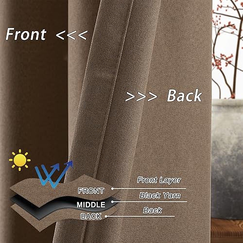 Miniatura 3 de Cortinas 100% opacas de 84 pulgadas de largo para dormitorio, con textura de lino, aislamiento térmico, insonorizadas, ligeras, con ojales, para
