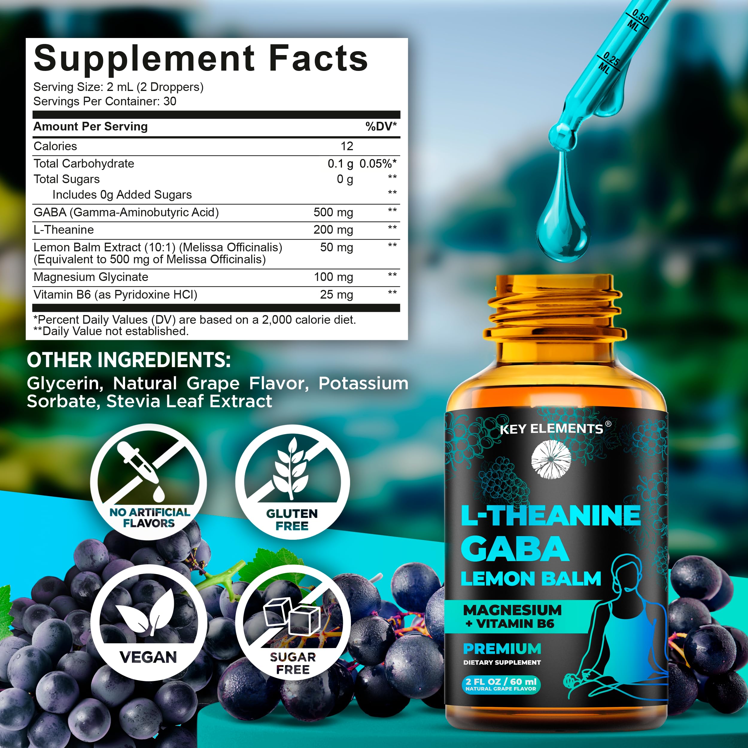 Liquid GABA L-Theanine Supplement for Stress Relief, Relax & Mood — Amazon image 5