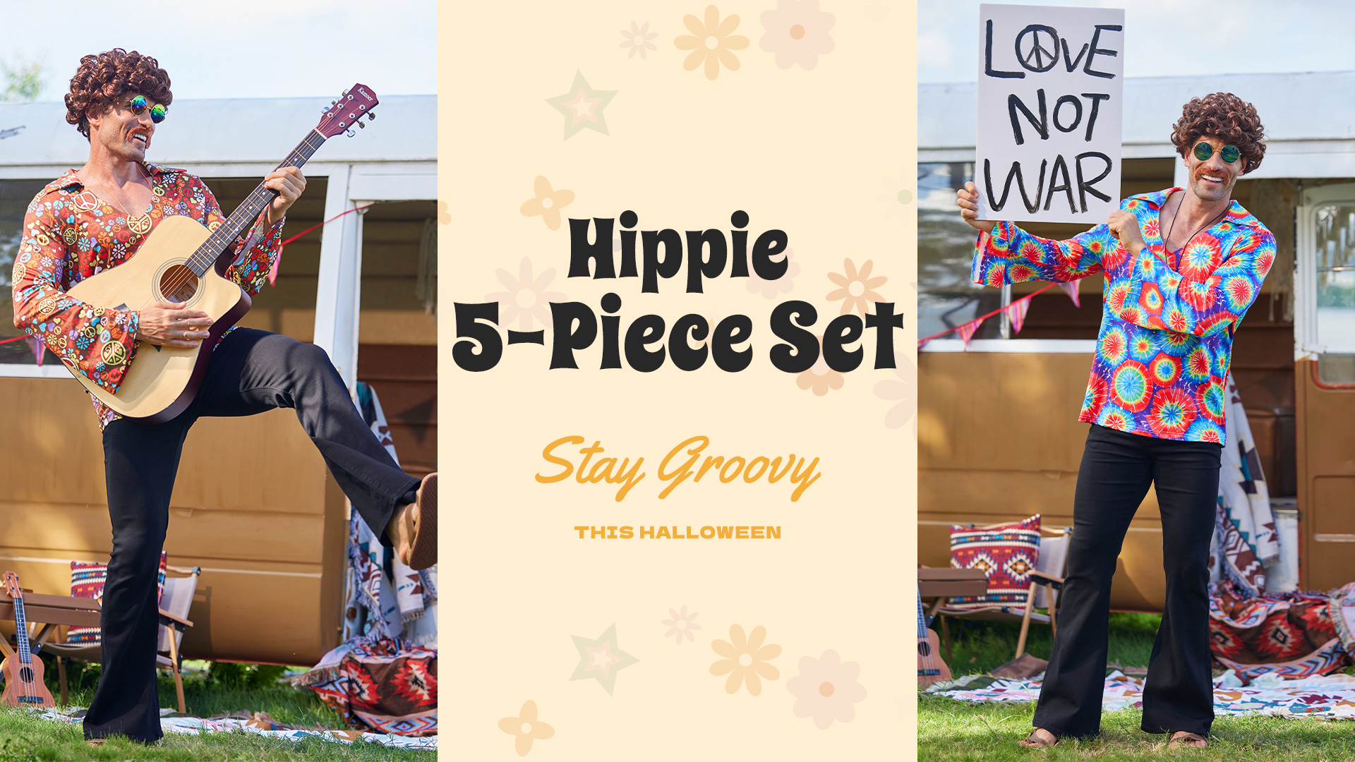 Ulikey Disfraz de los años 70 para hombre, disfraz de los años 60 y 70, estilo hippie, disfraz de discoteca de los años 70, juego con peluca, camisa, pantalones y accesorios de Ulikey Disfraz de los años 70 para hombre, disfraz de los años 60 y 70, estilo hippie, disfraz de discoteca de los años 70, juego con peluca, camisa, pantalones y accesorios de