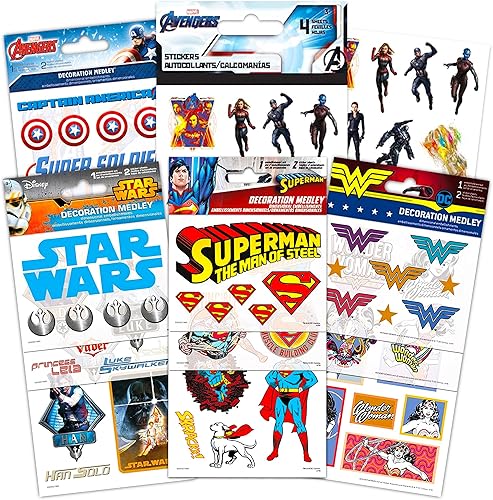Miniatura 1 de Marvel Comics DC Comic Superhero Scrapbook Sticker Set Superhero Craft Supplies Bundle  Paquete de 5 Superhero Craft Kit con Batman Spiderman
