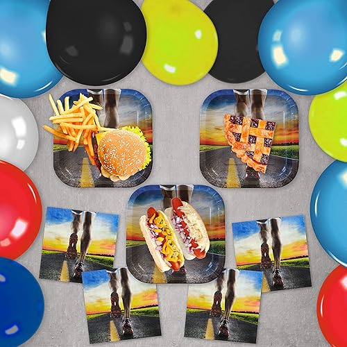 Miniatura 6 de Havercamp Juego de platos y servilletas temáticas para 24 invitados - Decoraciones de fiesta de campo traviesa: - Perfecto para maratones, banquetes