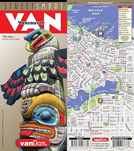 StreetSmart Vancouver Map by VanDam –– Laminated pocket size city street map to Vancouver, Burnaby and Lower Mainland with all attractions, sights, museums, hotels, parks and ferries, 2016 Edition