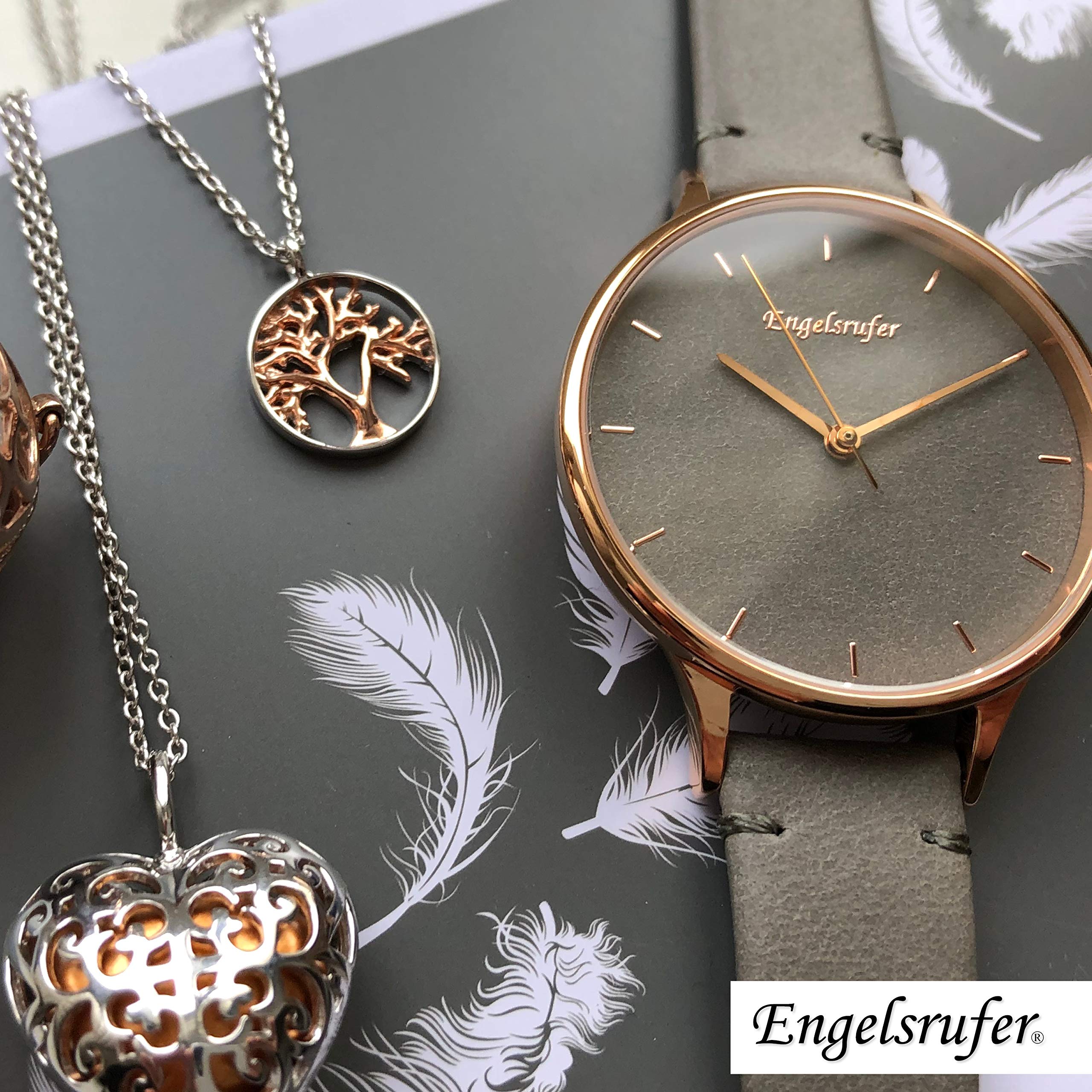 Engelsrufer - Damen Silber Halskette mit Lebensbaum Anhänger in rosegold, Bicolor Kette mit Kettenanhänger Baum des Lebens, zierliche Damenkette aus 925 Sterlingsilber