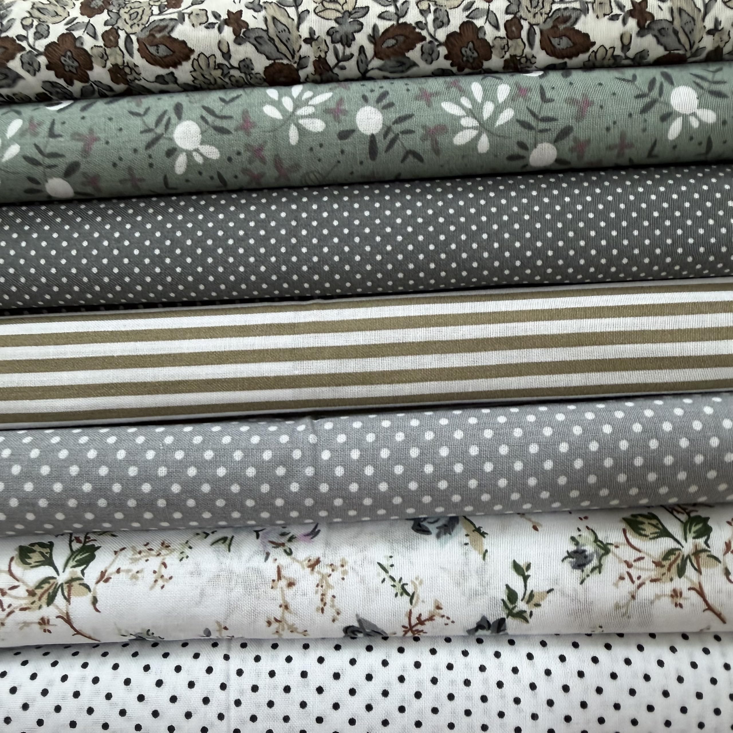 Cotton Fabric DIY Making Supplies Quilting Patchwork Fabric Fat Quarter Bundles DIY for Quilting Cotton Patchwork Cushions (Grey, 18" x 22")