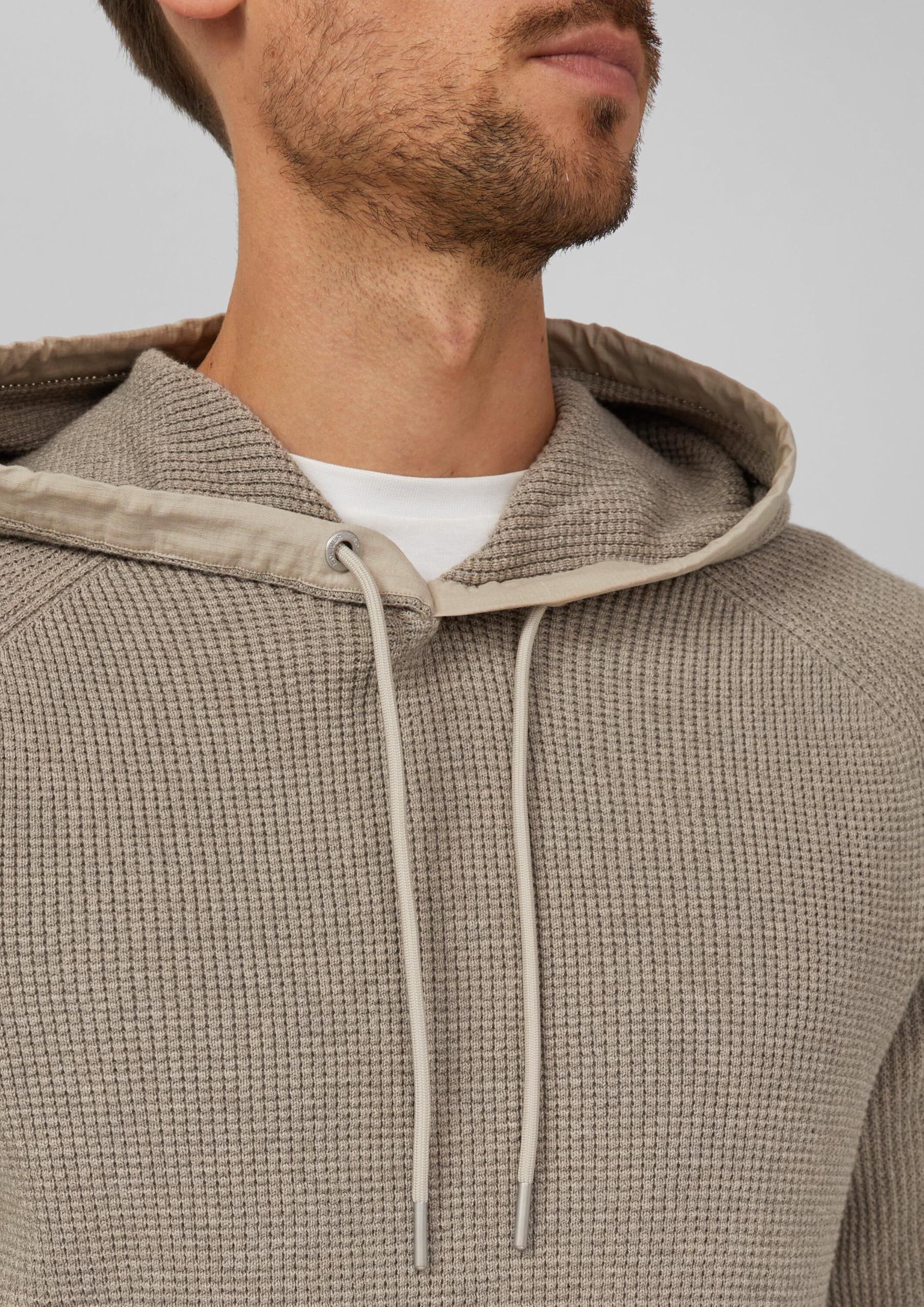 s.Oliver Struktur-Hoodie im Materialmix mit Ärmeltasche