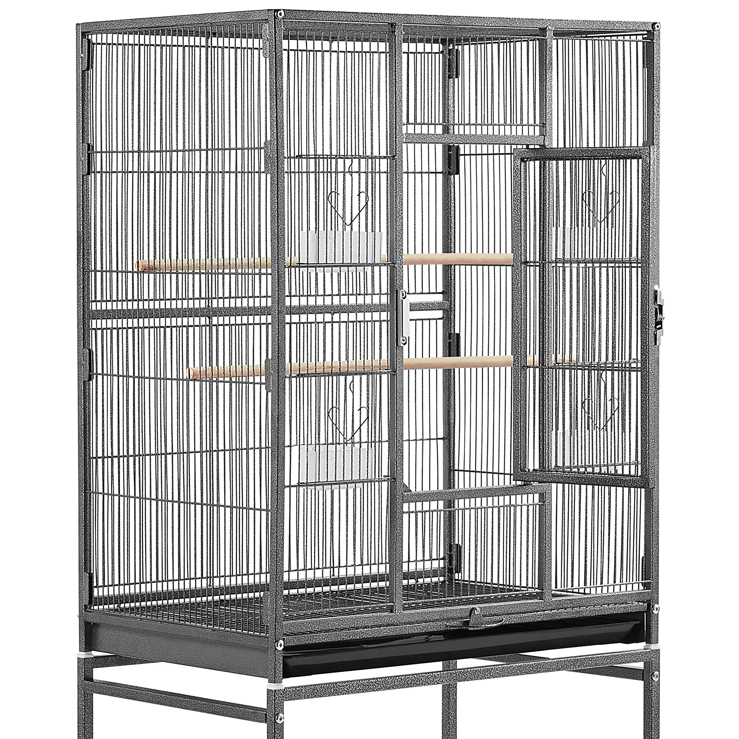 Yaheetech Vogelvoliere Vogelkäfig mit Tür Vogelhaus Vogelbauer mit Rollen 61 x 43 x 135 cm