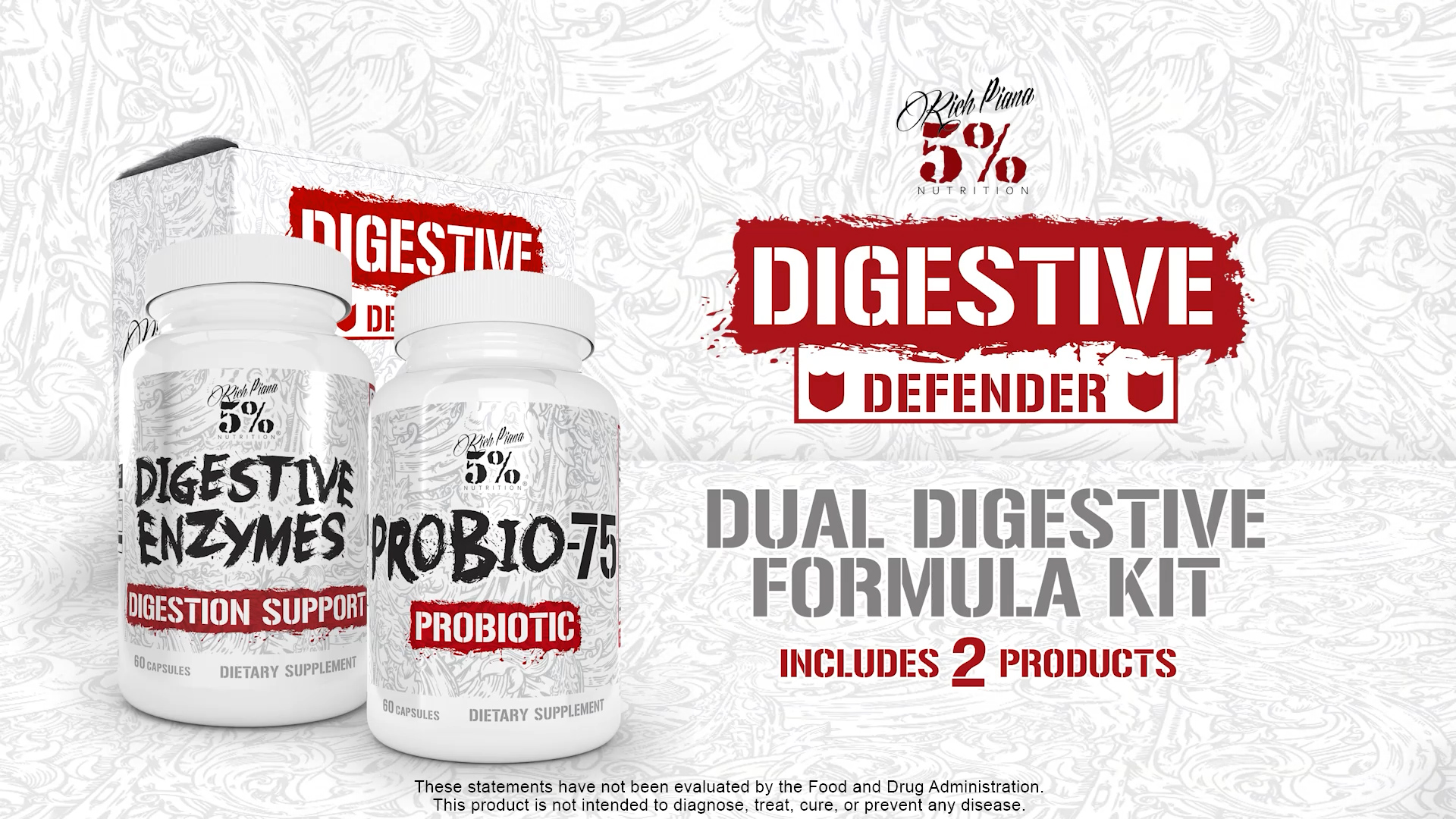 Amazon.com: 5% Nutrition Rich Piana Digestive Defender 2-in-1 Box