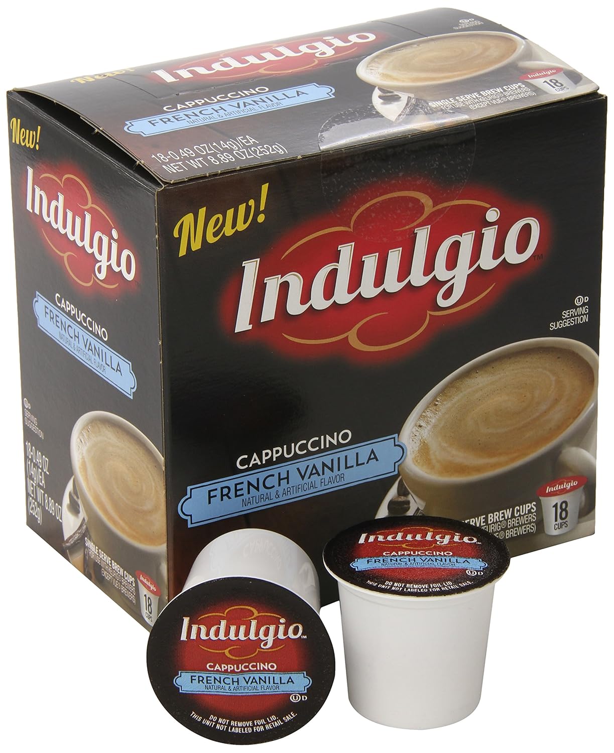 Indulgio French Vanilla Cappuccino Single Serve for Keurig K-Cup Brewers, 18 Count (Pack of 4)