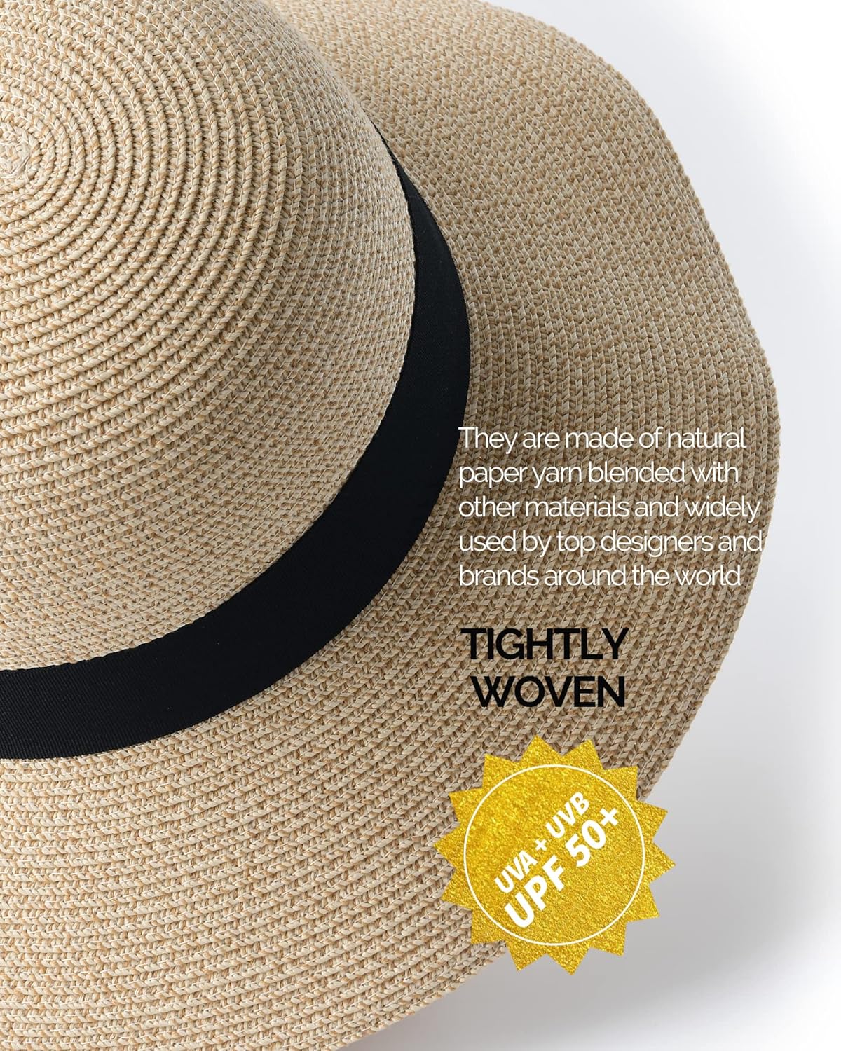 Miniatura 7 de FURTALK Womens Beach Sun Straw Hat UV UPF50 Travel Foldable Brim Summer UV Hat