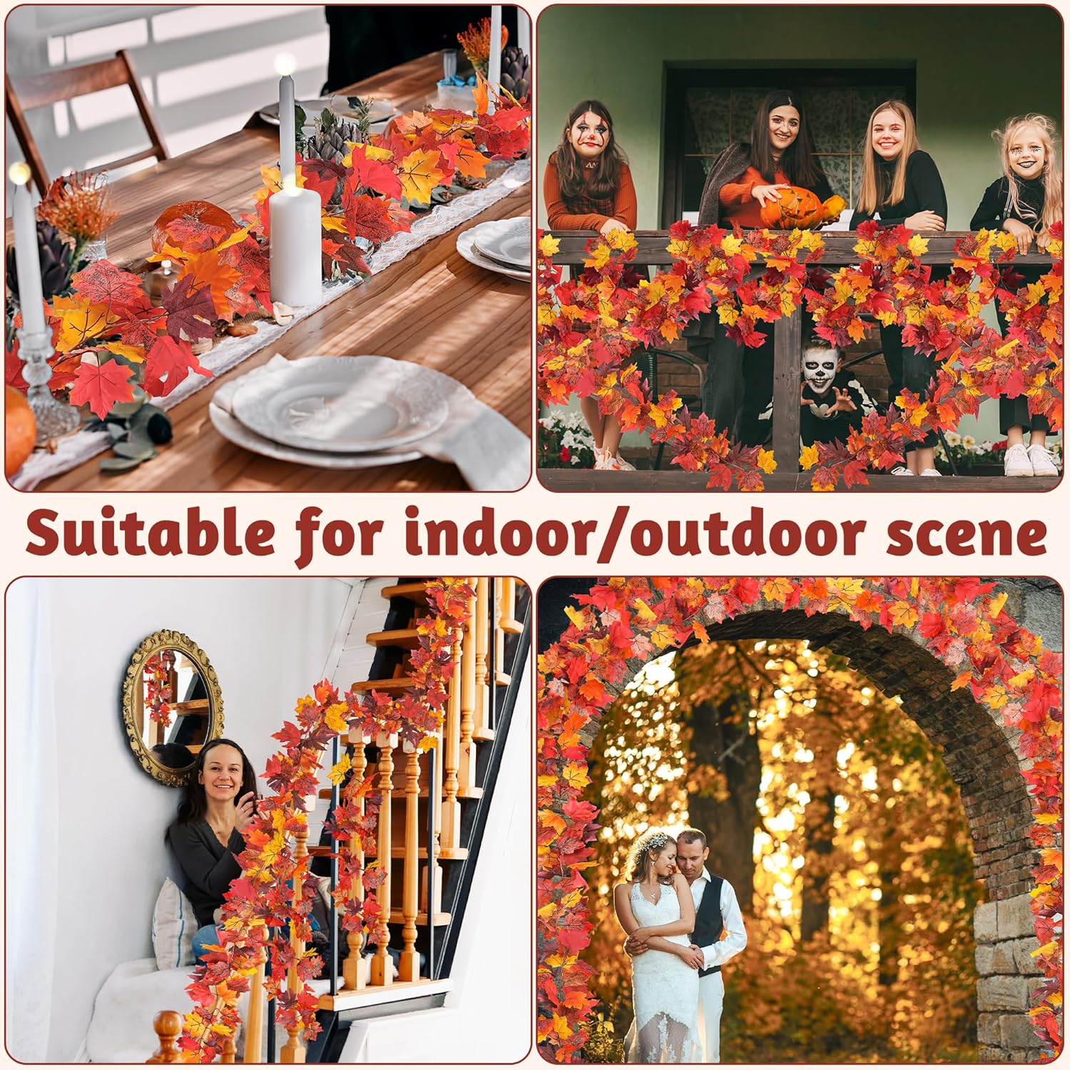 12 Pack Fall Mantle Garland, 70.8 FT Vines Fall Garland, Artificial Hanging Fall Decorations for Home and Outdoor Indoor Autumn Halloween Thanksgiving Decor Wedding Party Fireplace Mantle