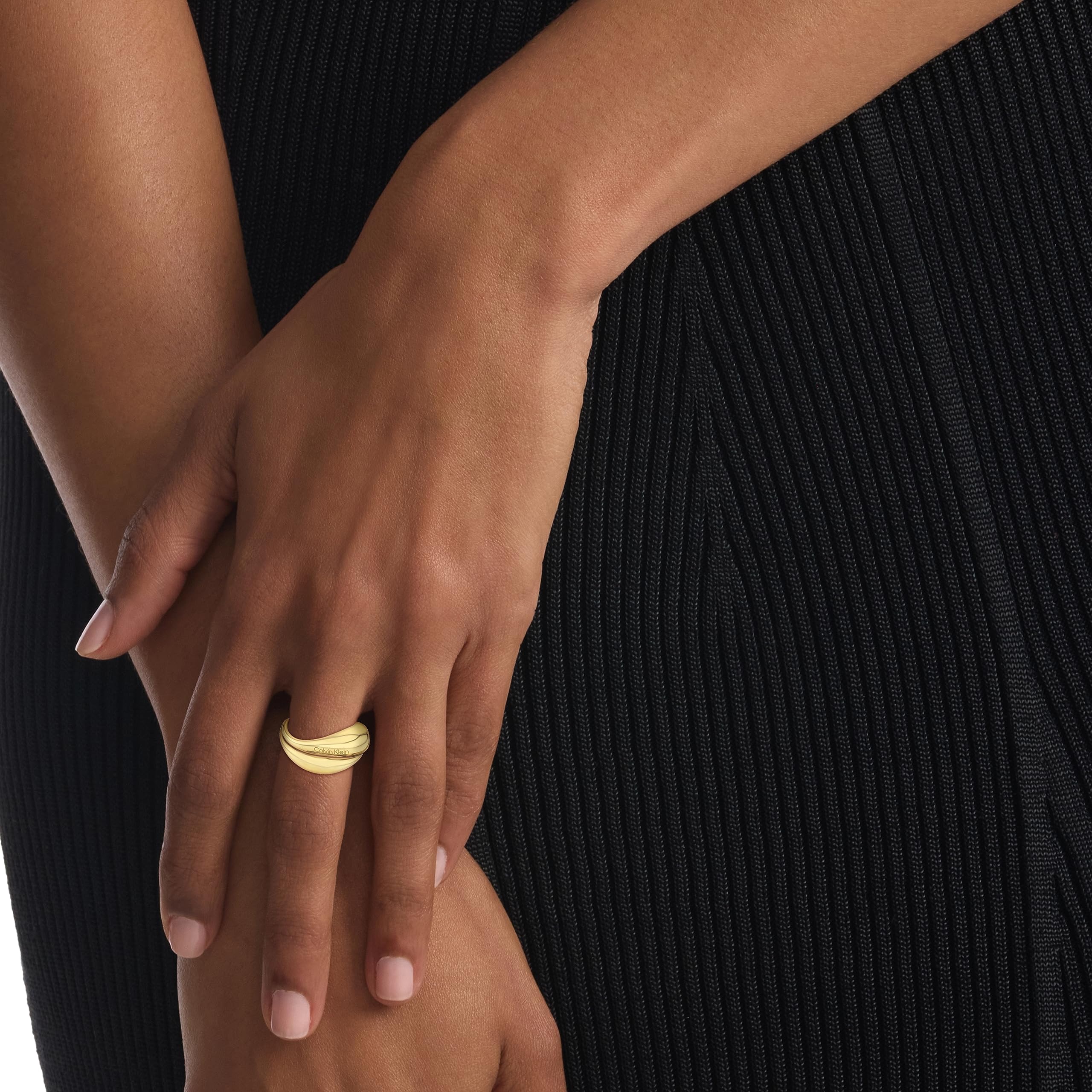 Calvin Klein Bague pour Femme Collection ELONGATED DROPS Couleur Or jaune