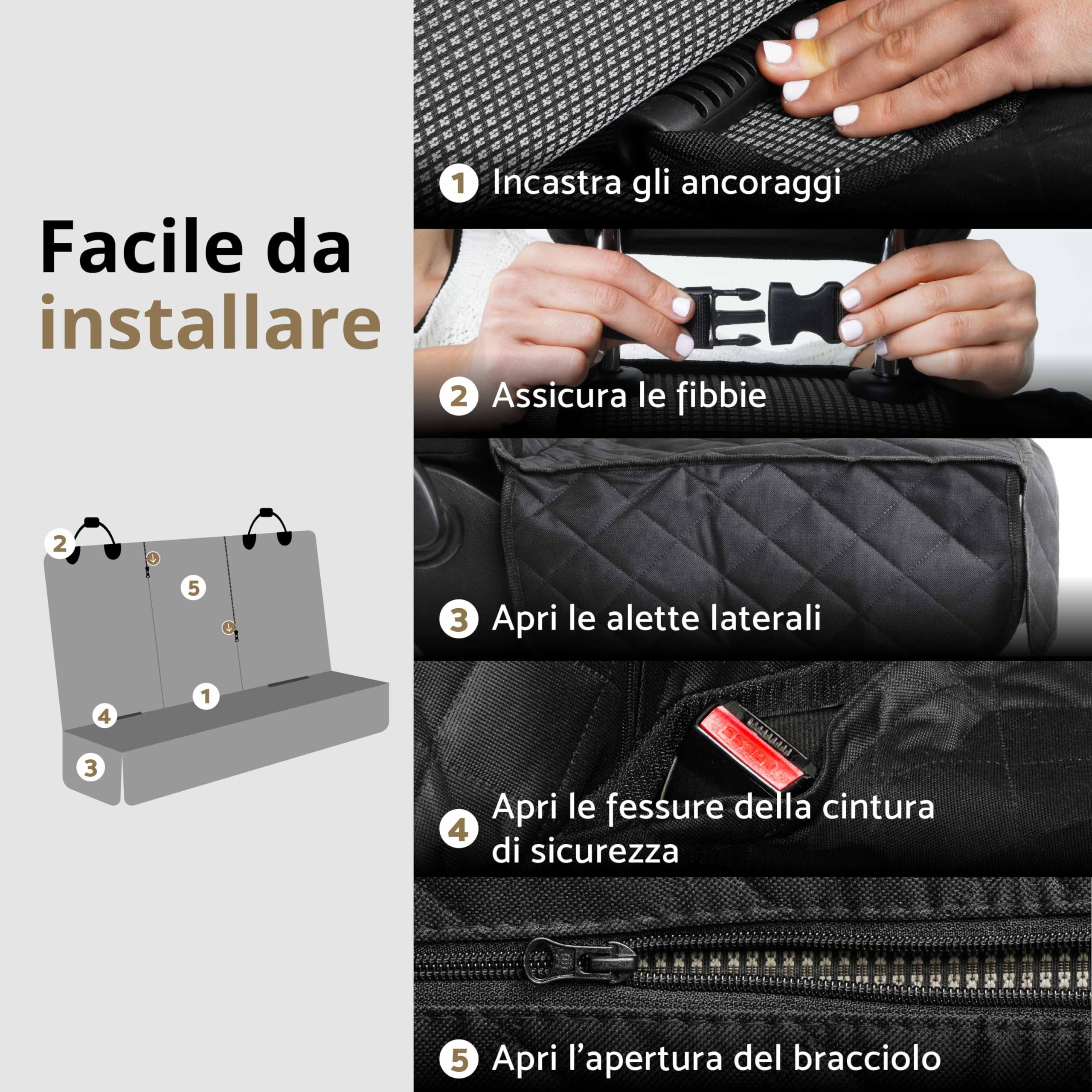 AMZPET Coprisedile Auto per Cani (Compatto: 122 cm) - Impermeabile - Antiscivolo e antigraffio - Durevole - 56 x 45 x 122 cm