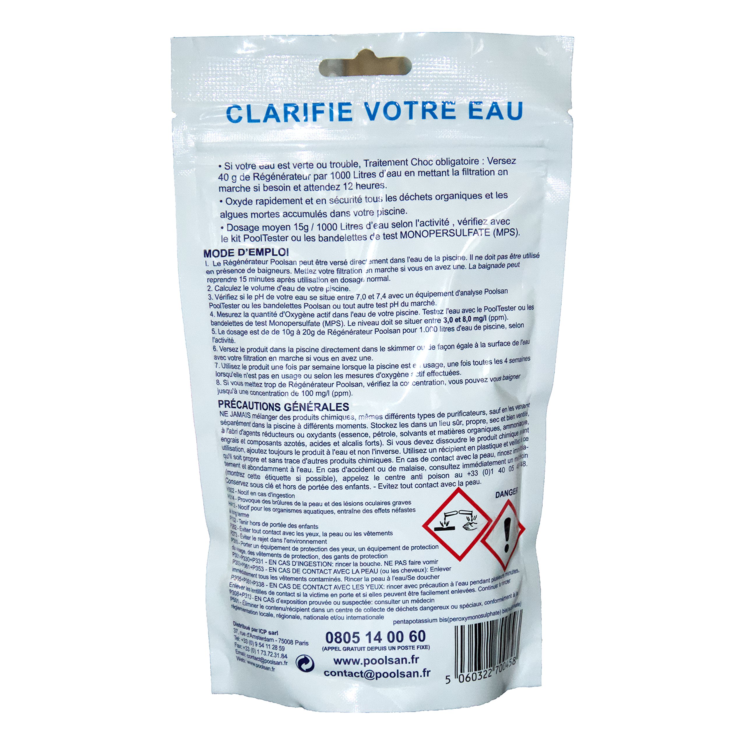 BSI - PooLSan - Recharge sans Chlore - Régénérateur - pour Une Désinfection De l'eau - Piscine Et Spa - Sachet Régénérateur 400g