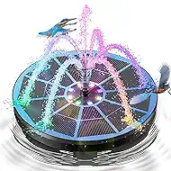 3.5W Solar Fountain,Upgraded 100% Glass Panel Solar Bird Bath Fountain with 2000mAh Battery,7 Color RGB LED Lights & 6 Nozzles,Solar Fountain for Bird Bath,Garden, Pond, Pool, Outdoor Decor(Blue)