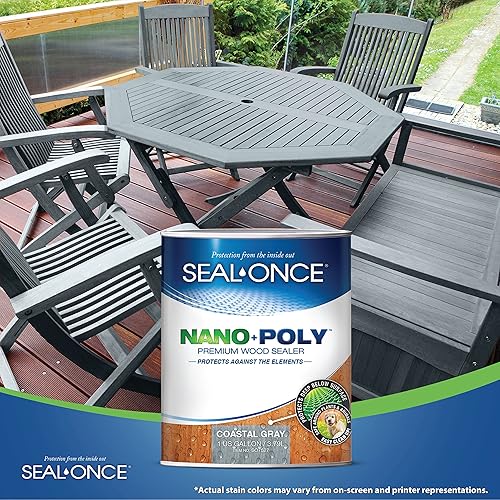 Miniatura 10 de Sellador Seal-Once Nano+Poly de madera penetrante con poliuretano, sellador impermeable de alta calidad, 1 galón, cedro