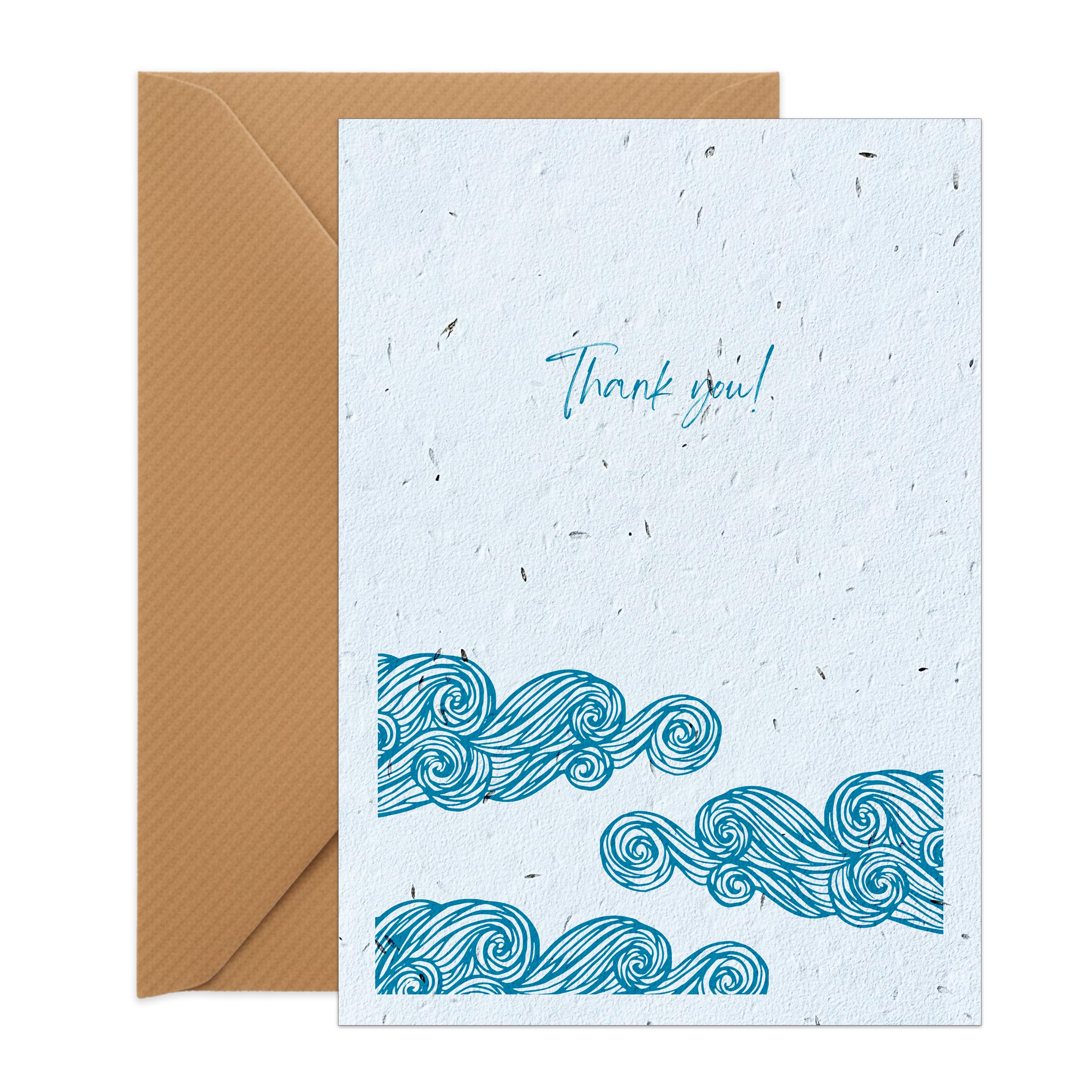 UK Seed Paper Thank you Card Grateful Tides Standard Size (105 x 148mm Folded), Eco Friendly Thank You Card and Seed Envelope For Heartfelt Thanks