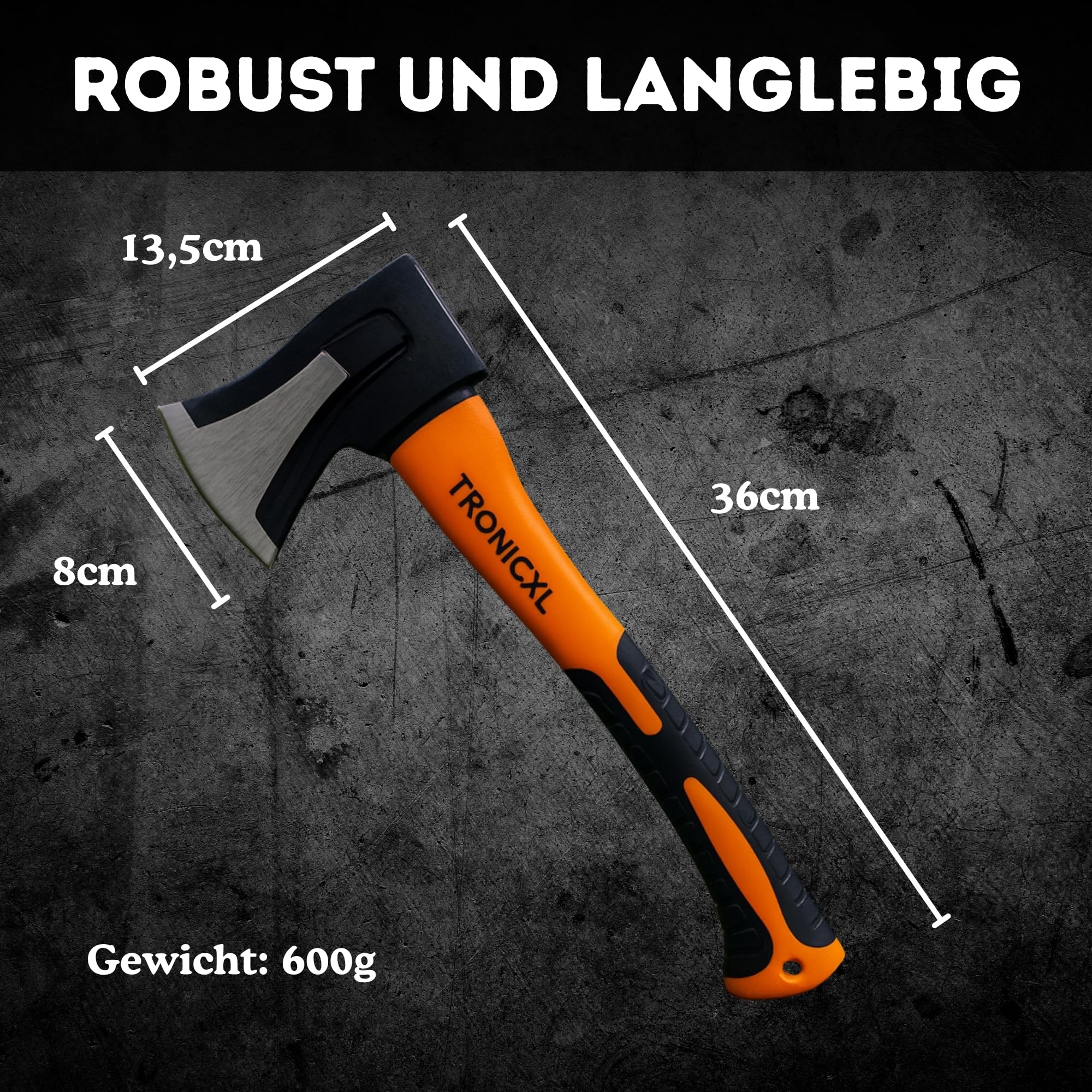 TronicXL Spaltaxt Set für Holz Forst Axt Beil Keile I Kurzes Spaltbeil 600g Axt + Lange Fällaxt 2000g + Fällkeile I Profi Spaltaxt mit Keilen für Forstbedarf, Camping & Outdoor, Feuerholz